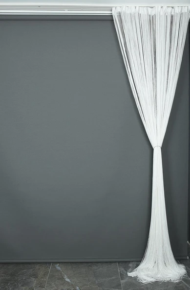 İP PERDE İNCE ZİNCİR KIRIK BEYAZ RENK 300 x 280 CM - Resim 9