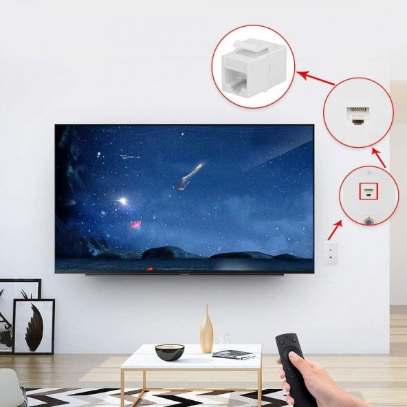 RJ45 Cat. 6 Dişi - Dişi Keystone Ara - Beyaz - Resim 5