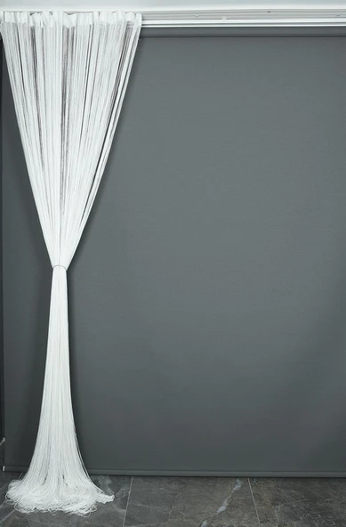 İP PERDE İNCE ZİNCİR KIRIK BEYAZ RENK 300 x 280 CM - Resim 8