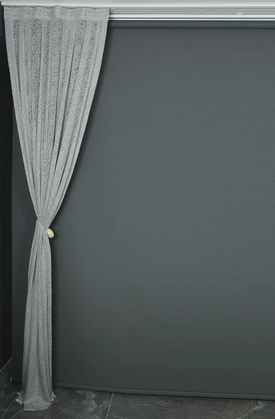 MİKRO MODEL GRİ RENK TEK KANAT Pileli Fon Perde 75*260 cm - Resim 4