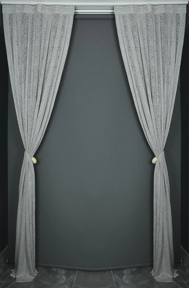 MİKRO MODEL GRİ RENK TEK KANAT Pileli Fon Perde 75*260 cm - Resim 6