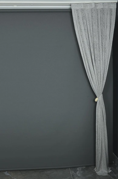 MİKRO MODEL GRİ RENK TEK KANAT Pileli Fon Perde 75*260 cm - Resim 5