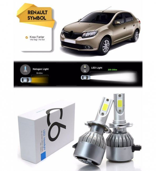 Renault Symbol Kısa Far Led Xenon Şimşek Etkili