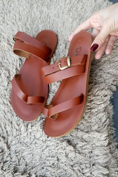 3004 Topukla Kadın Hakiki Deri Bodrum Sandalet - 12