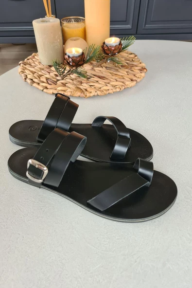 3004 Topukla Kadın Hakiki Deri Bodrum Sandalet - 5