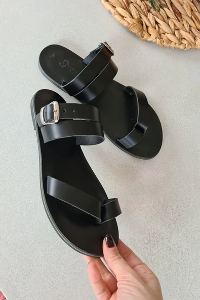 3004 Topukla Kadın Hakiki Deri Bodrum Sandalet - 3