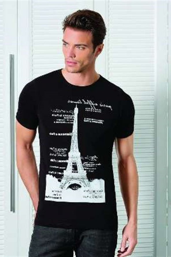 Berrak Eyfel Kule Baskılı Erkek T-Shirt 1043