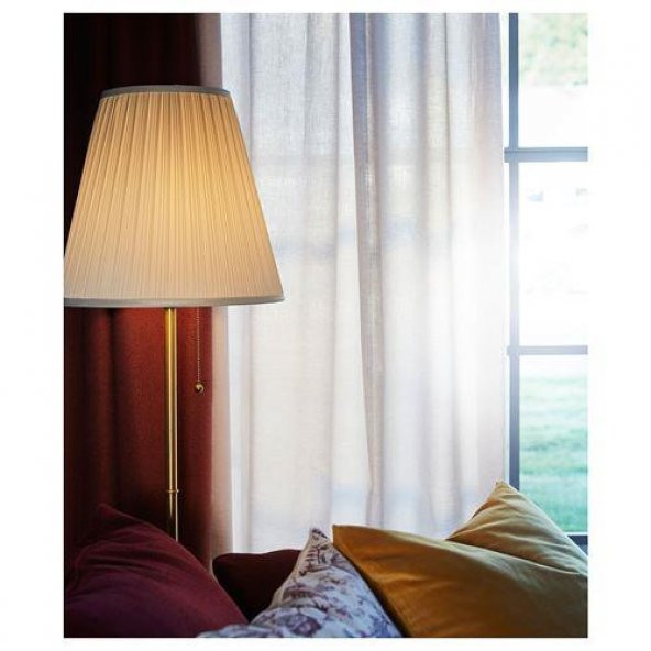 Yer Lambası Abajur,IKEA Beyaz-Pirinç Rengi MeridyenDukkan Masa Lambası 155 cm 100 W Lambader - 5