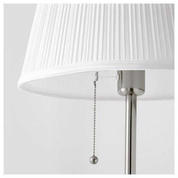 Yer Lambası Abajur,IKEA Beyaz-Metal Gümüş Rengi MeridyenDukkan Masa Lambası 155 cm 100 W Lambader - 2