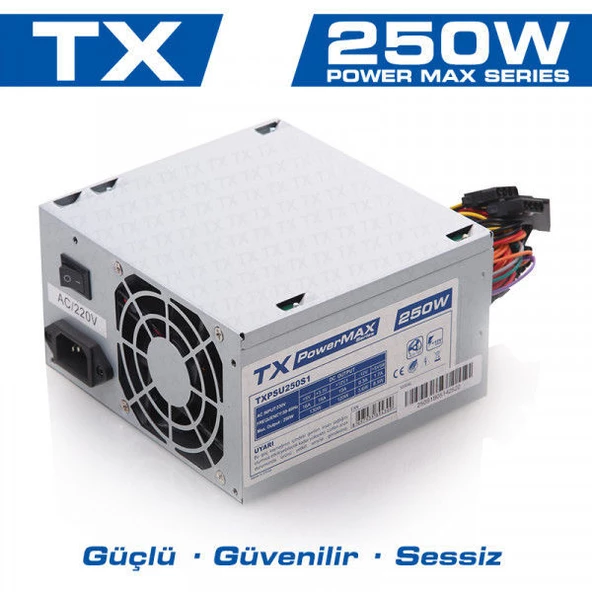 TX PowerMAX 250W 2xSATA, 2xIDE Bilgisayar Güç Kaynağı TXPSU250S1