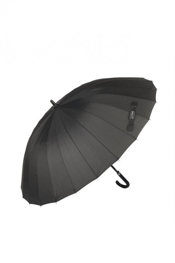 Marlux Siyah Desenli Baston 24 Fiber Tel  Deri Saplı Premium Protokol Şemsiye - 6