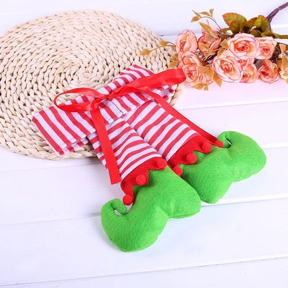 Yılbaşı Yeniyıl Dekorasyonu Elf Ayakları Şömine Süslemeleri Yılbaşı Dekorasyonu Süsleri - 2