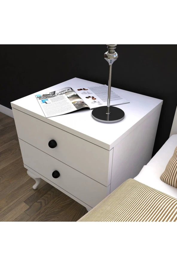 ÜNÜVAR KONSEPT 1002 Ece 2 Çekmeceli Komidin-Beyaz - Resim 2