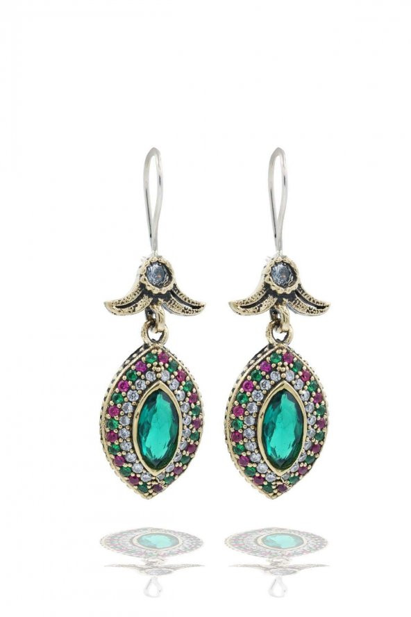 Midyat Serisi Açık Akua Renkli Taşlı Otantik Gümüş Üçlü Kadın Seti - Resim 5