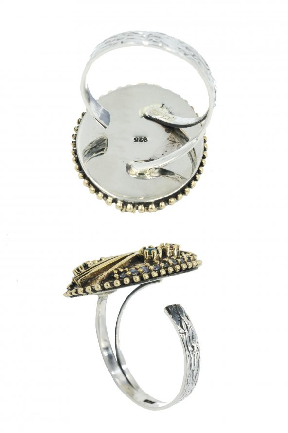 Midyat Serisi Açık Akua Renkli Taşlı Otantik Gümüş Üçlü Kadın Seti - Resim 8