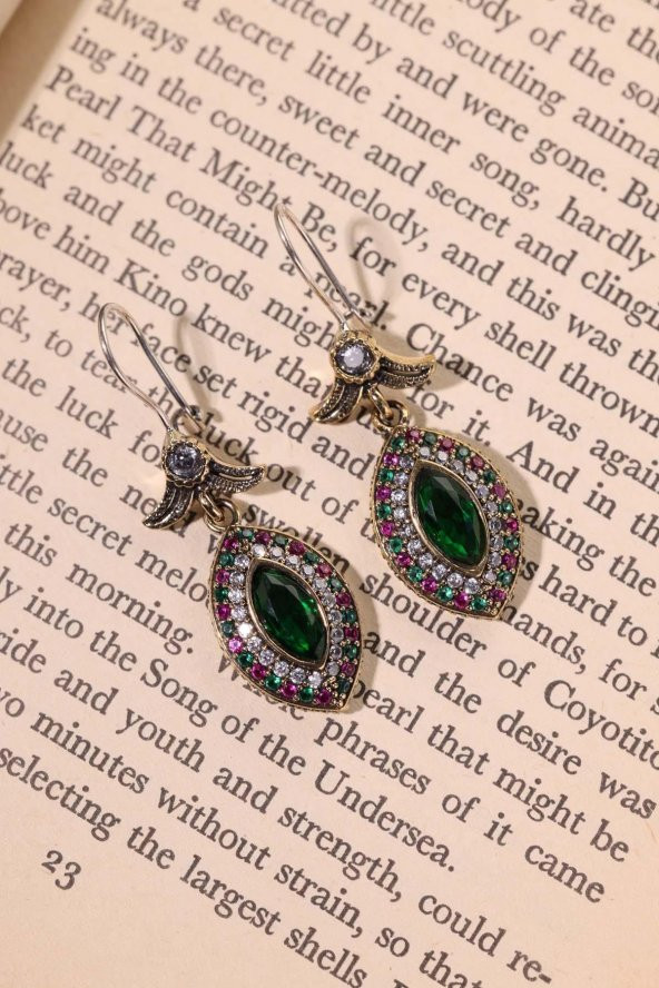 Midyat Serisi Açık Renkli Akuamarin Taşlı Gümüş Kadın Otantik Küpe - Resim 2