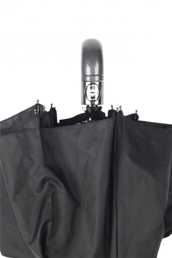 Siyah Karbon Baston Saplı Tam Otomatik Premium Lüks Erkek Şemsiye M21mar1005mr001 - 4