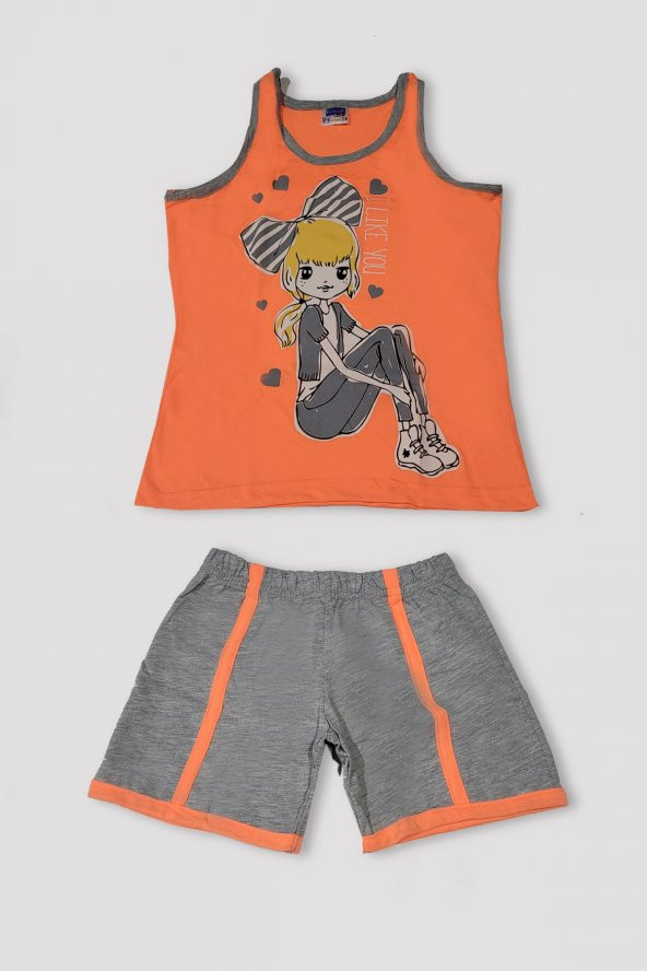 Kız Çocuk Şortlu Alt Üst Takım 6553 - 3