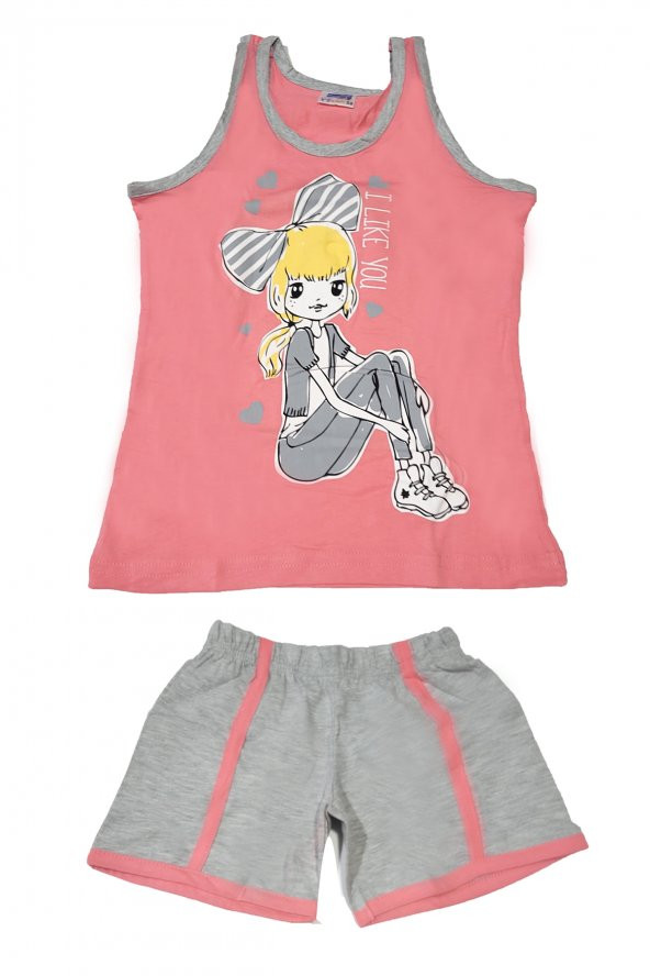 Kız Çocuk Şortlu Alt Üst Takım 6553 - 4