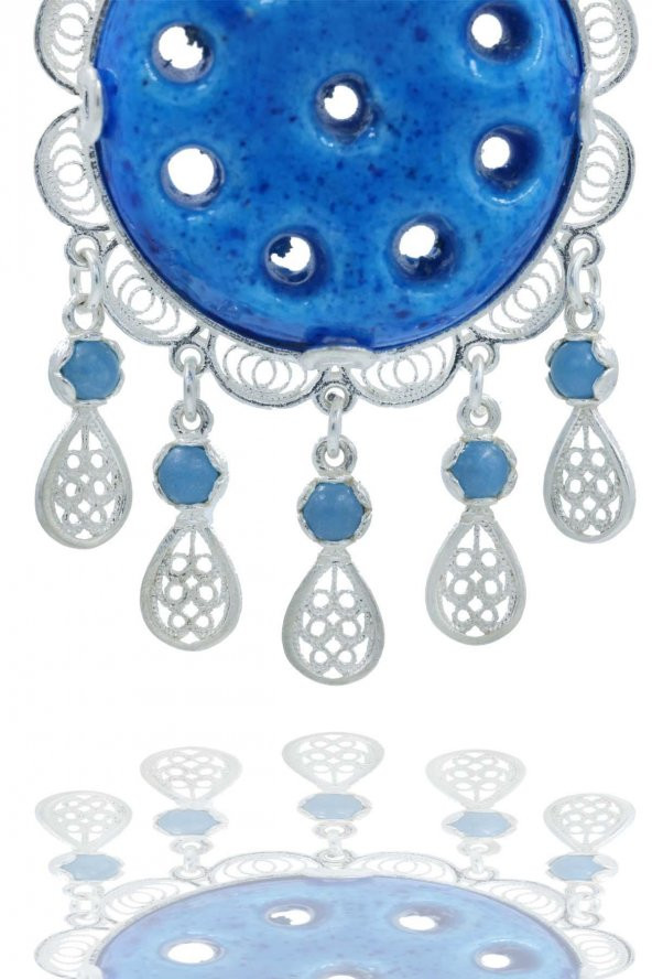 925 Ayar Mardin Midyat Gümüş Süryani Gözü Kolye - 2