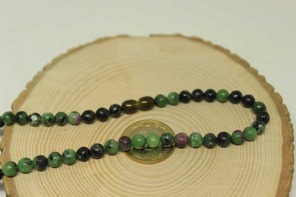 Anyolit (Rubizoit – Rubyzoisit) Taşı Kolye 6mm (Klipsli) - 2