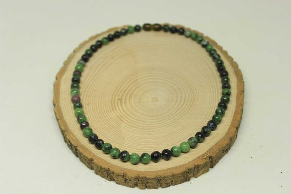 Anyolit (Rubizoit – Rubyzoisit) Taşı Kolye 6mm (Klipsli) - 3