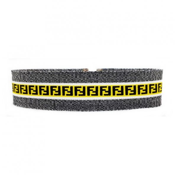 Gri & Sarı Renk Özel Dokuma Kadın Choker Kolye