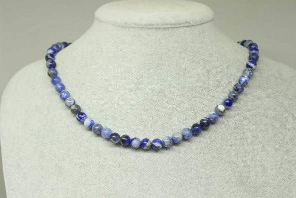 Sodalit Taşı Royal Kolye 6mm (Klipsli)