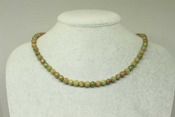 Unakit Taşı Faset Kesim Kolye 6mm (Klipsli) ürün görseli