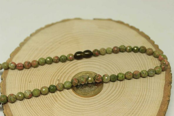 Unakit Taşı Faset Kesim Kolye 6mm (Klipsli) - Resim 2