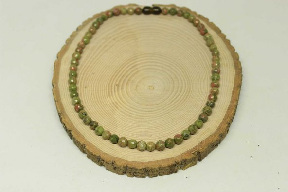 Unakit Taşı Faset Kesim Kolye 6mm (Klipsli) - Resim 3