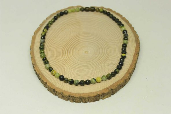 Peridot (Zebercet) Taşı Koyu Renk Faset Kesim Kolye (Klipsli) - 3