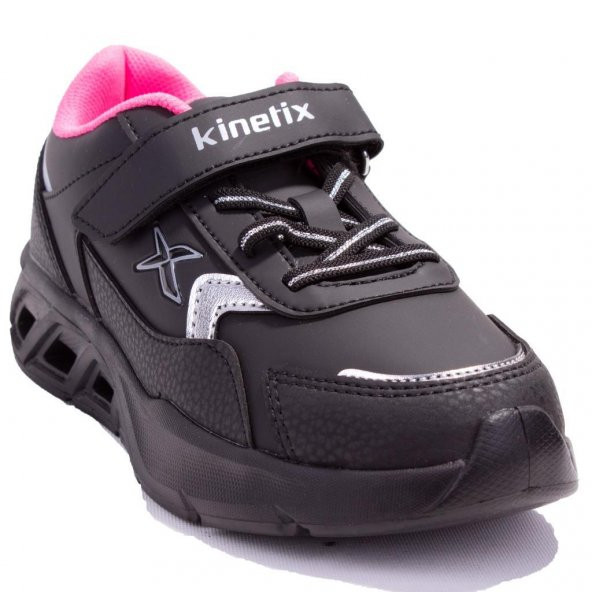 Kinetix Fergus Pu Siyah Fuşya Ortopedik Günlük Kız Çocuk Spor Ayakkabı
