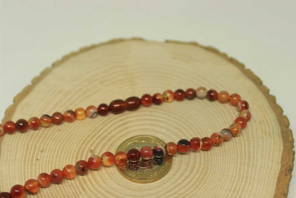 Akik Taşı 6mm Kolye (klipsli) (23660) - Resim 2