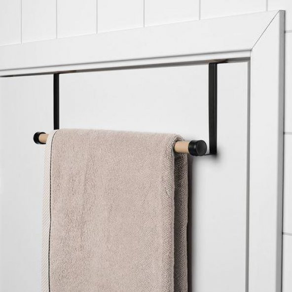 Huş Banyo Havluluk 51 Cm MeridyenDukkan Siyah Renk Huş Banyo Aksesuar Havlu Askısı - 2