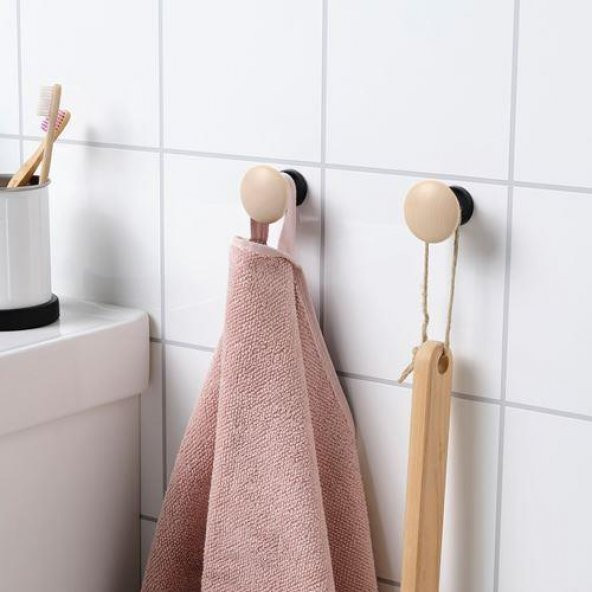 Huş 2 Li Banyo Duvar Askısı MeridyenDukkan Siyah Renk Huş Banyo Aksesuar Havlu Askısı - 2