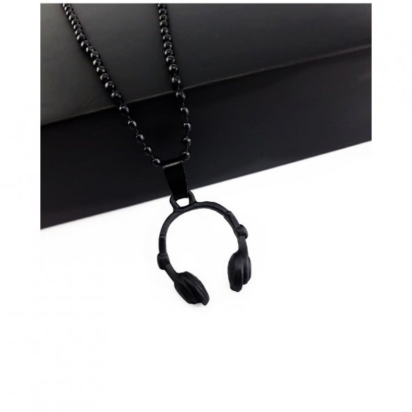 Siyah Erkek Kulaklık Kolye