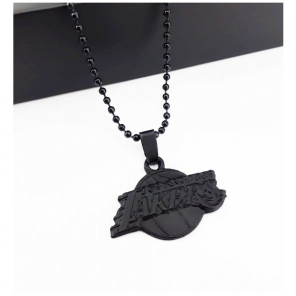 Mat Siyah Renk Erkek Los Angeles Lakers Kolye