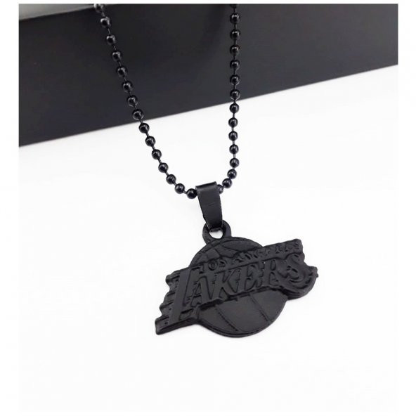 Mat Siyah Renk Erkek Los Angeles Lakers Kolye - 2