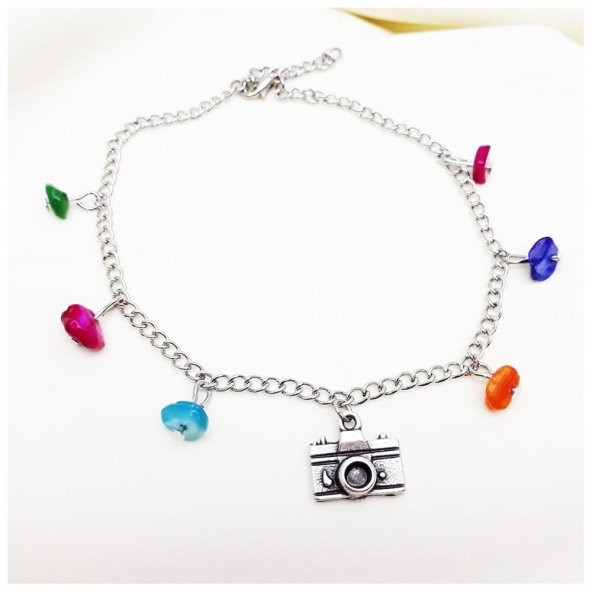 Sedef Doğal Taş Fotoğraf Makinesi Halhal