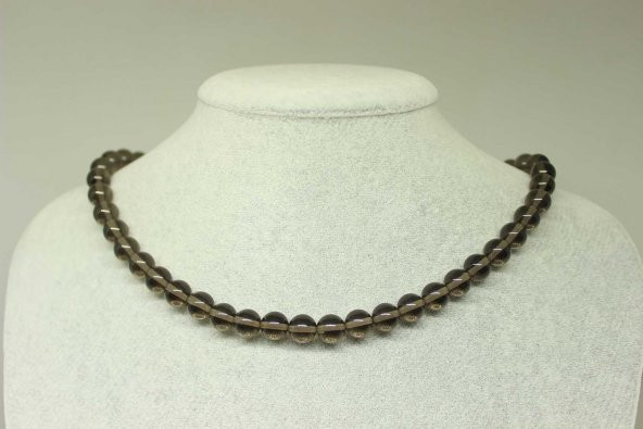 Duman Kuvars Taşı Kolye 8mm (Klipsli) ürün görseli