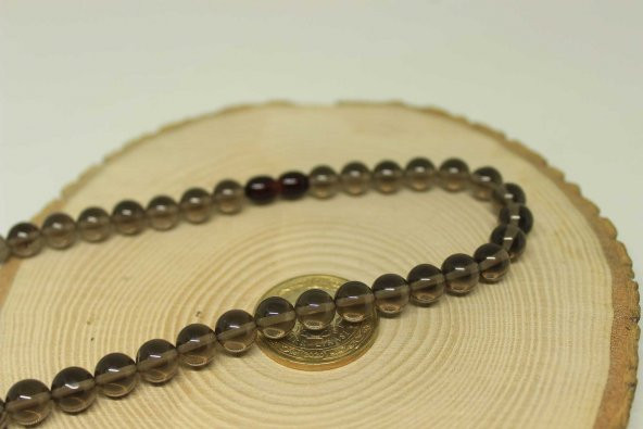 Duman Kuvars Taşı Kolye 8mm (Klipsli) - Resim 2