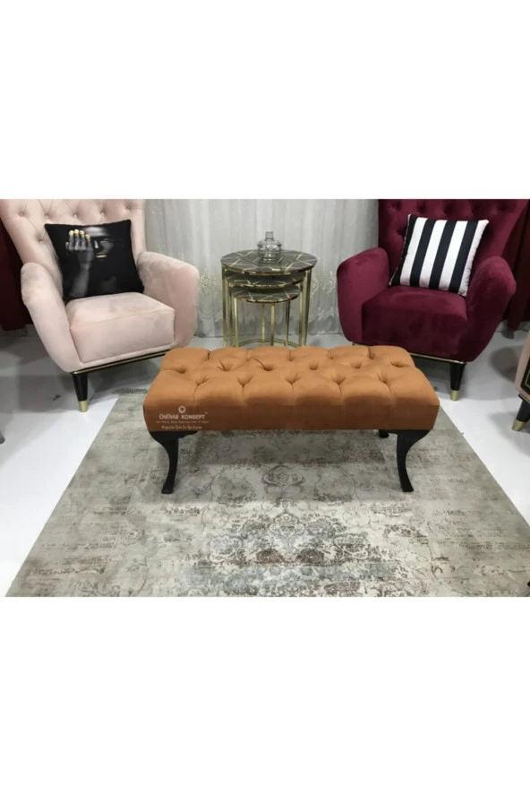 Ünüvar Konsept Puf Bench Turuncu - Siyah Ayak