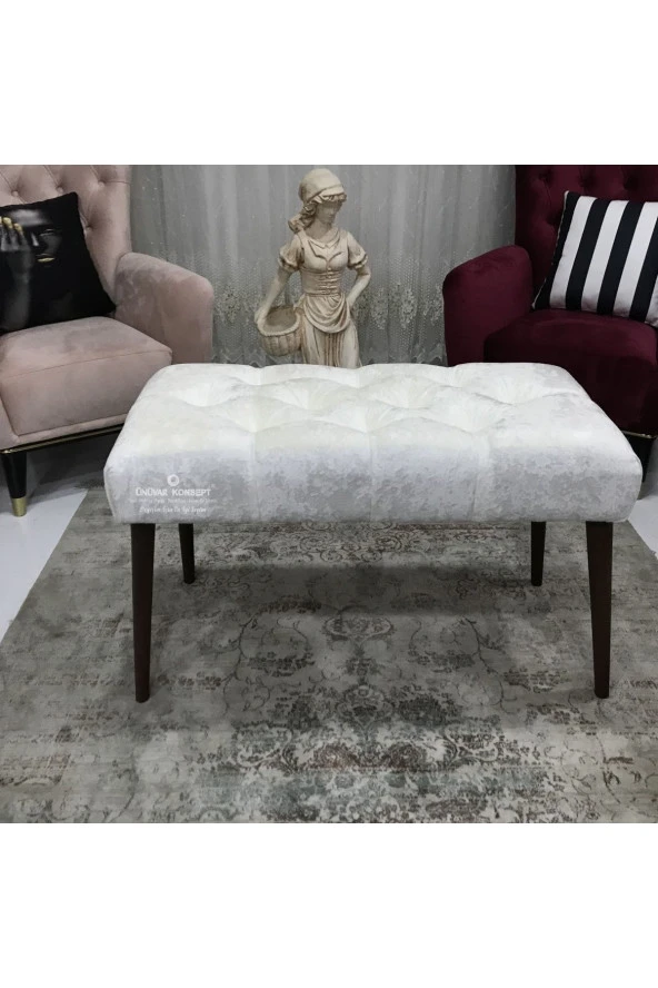 Ünüvar Konsept Puf Bench - Ahşap Ayak