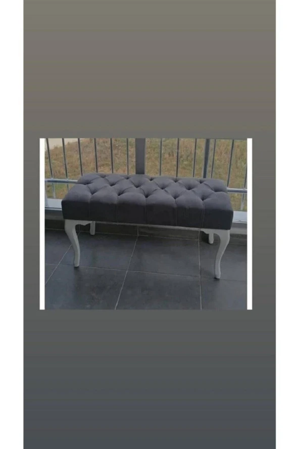 Ece Home Tekstil 45X90 Ebatında Gri Renk Dekoratif Banch Puf