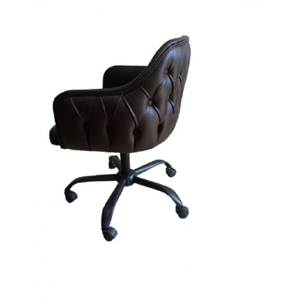 Kapitoneli Çalışma Sandalyesi Yeşil Renk Suni Deri Metal Ayaklı - Resim 7