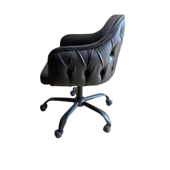 Kapitoneli Çalışma Sandalyesi Yeşil Renk Suni Deri Metal Ayaklı - Resim 8