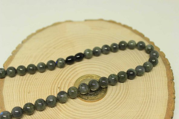 Labradorit Taşı Kolye 8mm (klipsli) - Resim 2