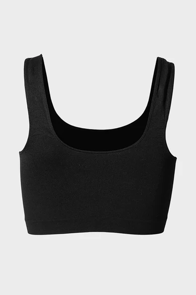 Siyah Kalın Askılı Seamless Büstiyer - Resim 5