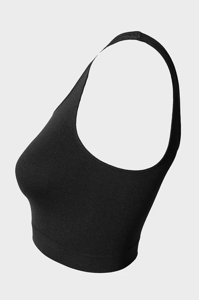 Siyah Kalın Askılı Seamless Büstiyer - Resim 4